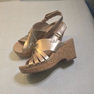 Clarks Metallic Wedge Sandals